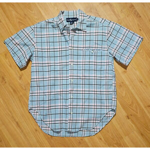 RALPH LAUREN Pink + Blue Short Sleeve Button Down Size 4 (100% Cotton)